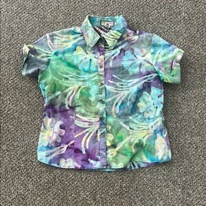 Caribbean Joe Blue and Green Button Down Shirt